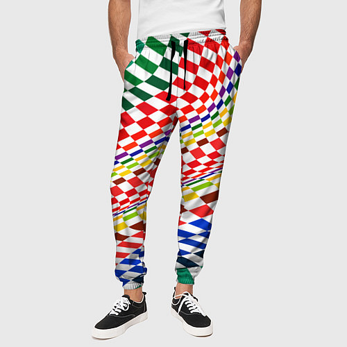 Мужские брюки Разноцветная оптическая иллюзия / 3D-принт – фото 3