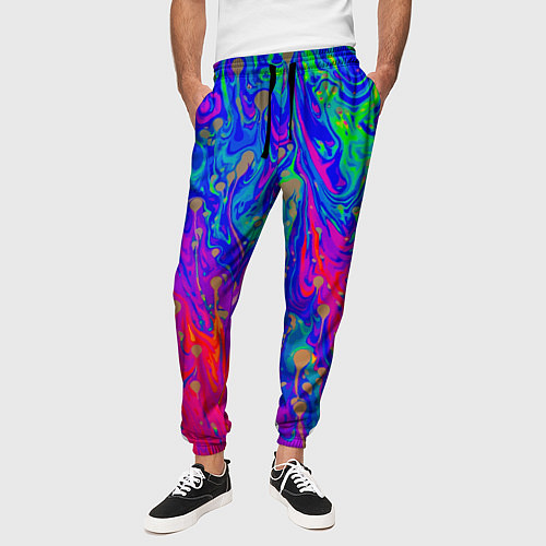 Мужские брюки Разноцветная импрессивная композиция / 3D-принт – фото 3