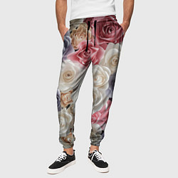Брюки на резинке мужские Цветы роз, цвет: 3D-принт — фото 2