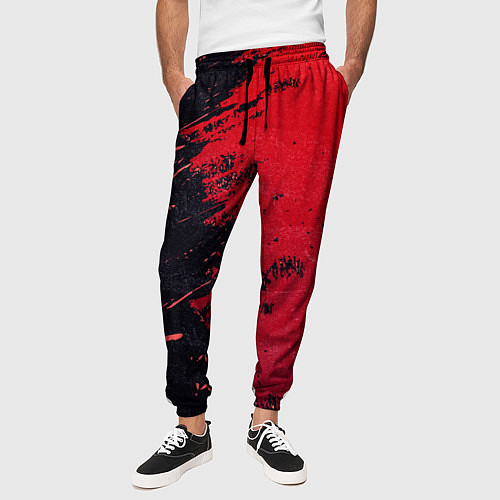 Мужские брюки Черное и красное / 3D-принт – фото 3