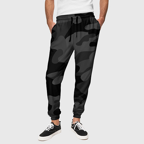 Мужские брюки Черный ночной камуфляж / 3D-принт – фото 3