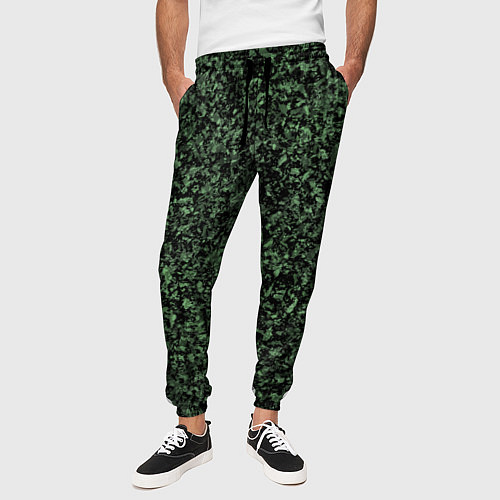 Мужские брюки Черный и зеленый камуфляжный / 3D-принт – фото 3