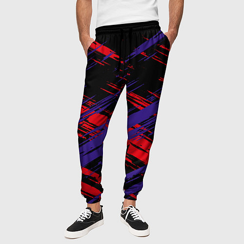 Мужские брюки Пересечение красных и синих / 3D-принт – фото 3