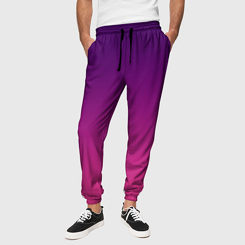 Мужские брюки Фиолетово малиновый градиент / 3D-принт – фото 3