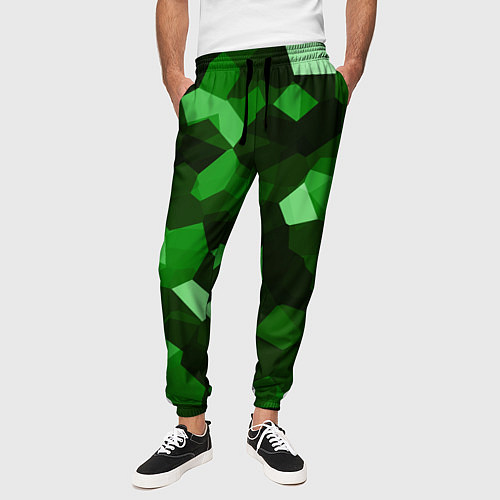 Мужские брюки Коллекция зеленых изумрудов / 3D-принт – фото 3