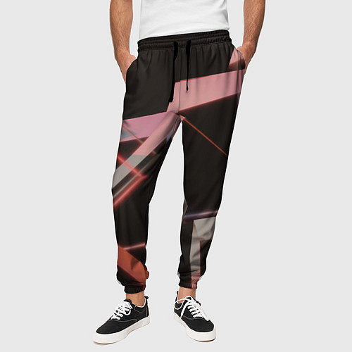 Мужские брюки Абстрактные розовые стеклянные блоки / 3D-принт – фото 3