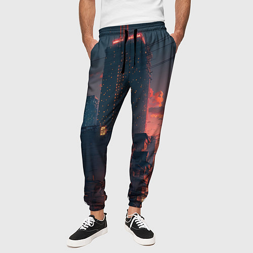 Мужские брюки Киото на закате / 3D-принт – фото 3