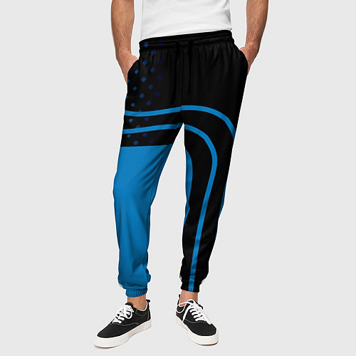 Мужские брюки Синие полоски / 3D-принт – фото 3