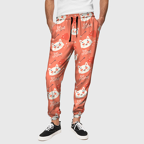 Мужские брюки Паттерн кот на персиковом фоне / 3D-принт – фото 3