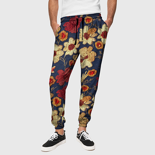 Мужские брюки Эффект цветочной вышивки / 3D-принт – фото 3