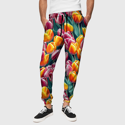 Мужские брюки Роскошные тюльпаны / 3D-принт – фото 3