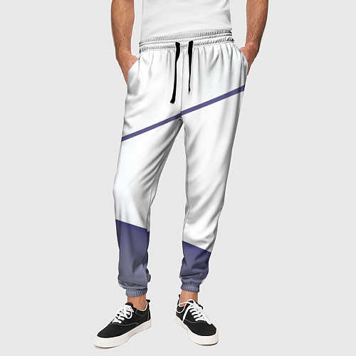 Мужские брюки Абстрактный белый и фиолетовый паттерн / 3D-принт – фото 3