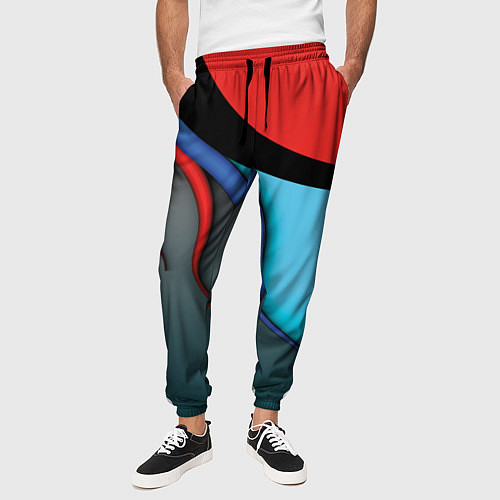 Мужские брюки Разноцветные ручейки / 3D-принт – фото 3