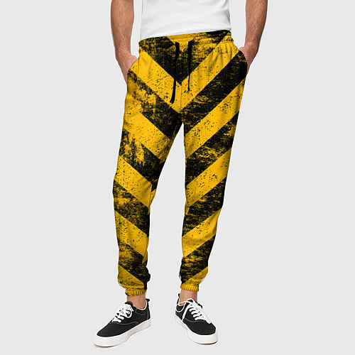 Мужские брюки WARNING - желто-черные полосы / 3D-принт – фото 3