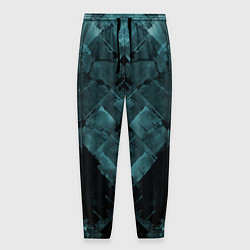 Брюки на резинке мужские Голубые и чёрные полоски, цвет: 3D-принт