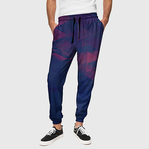 Мужские брюки Абстрактный прозрачный стеклянный фиолетовый патте / 3D-принт – фото 3
