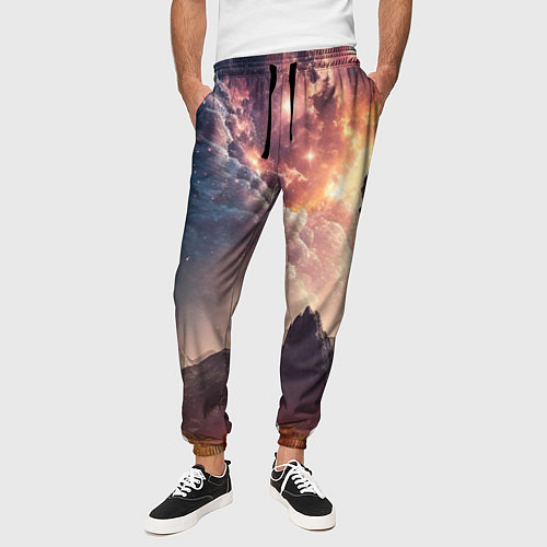 Мужские брюки Млечный Путь, как небесное творение над ландшафтом / 3D-принт – фото 3