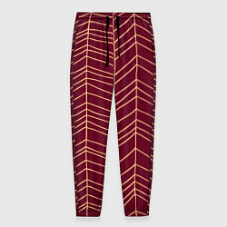 Брюки на резинке мужские Красный фон и пудровые линии паттерн, цвет: 3D-принт