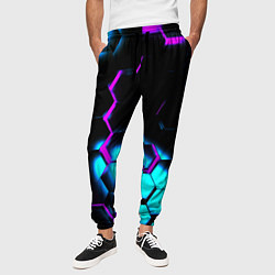 Брюки на резинке мужские Неоновая броня fortnite, цвет: 3D-принт — фото 2