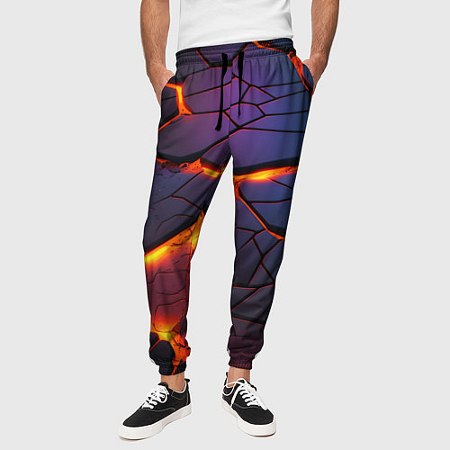 Мужские брюки Неоновая лава - течение / 3D-принт – фото 3