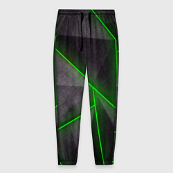 Брюки на резинке мужские Stripes Abstract green, цвет: 3D-принт