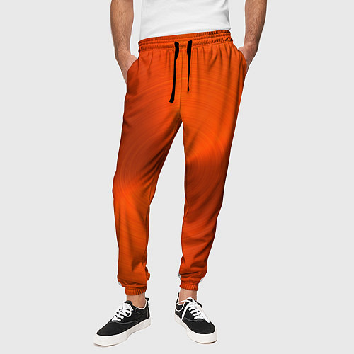 Мужские брюки Оранжевый волнообразный дисковый узор / 3D-принт – фото 3