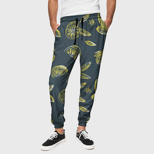 Мужские брюки Лимоны в карандаше на сером фоне / 3D-принт – фото 3