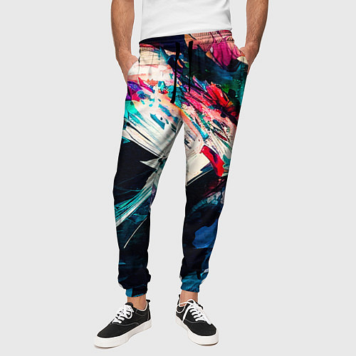 Мужские брюки Разноцветные мазки краски / 3D-принт – фото 3