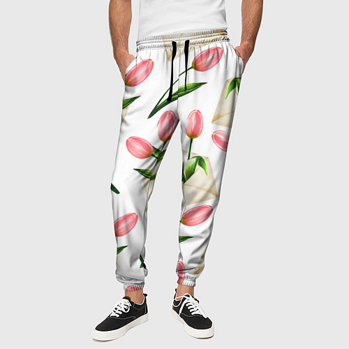 Мужские брюки Тюльпаны в конвертах - паттерн / 3D-принт – фото 3