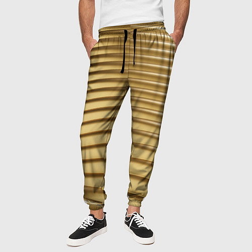 Мужские брюки Золотой волнистый фон / 3D-принт – фото 3