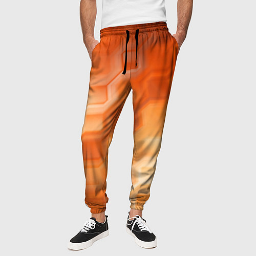 Мужские брюки Золотисто-оранжевый туманный паттерн / 3D-принт – фото 3