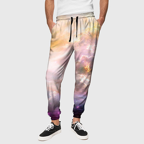 Мужские брюки Аморфное абстрактное космическое красочное небо / 3D-принт – фото 3