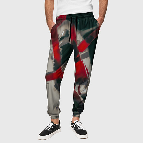 Мужские брюки Красное граффити / 3D-принт – фото 3