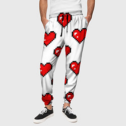 Брюки на резинке мужские Сердца в стиле пиксель-арт, цвет: 3D-принт — фото 2