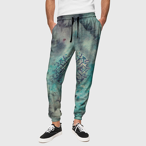 Мужские брюки Мандала спокойствия, космос, синяя / 3D-принт – фото 3