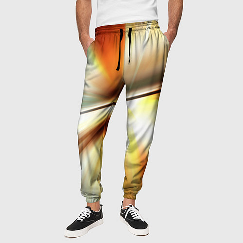 Мужские брюки Абстрактные светлые лучи из тени / 3D-принт – фото 3