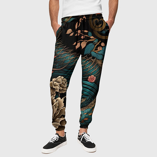 Мужские брюки Японский змей Irezumi / 3D-принт – фото 3