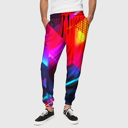 Мужские брюки Neon stripes color / 3D-принт – фото 3