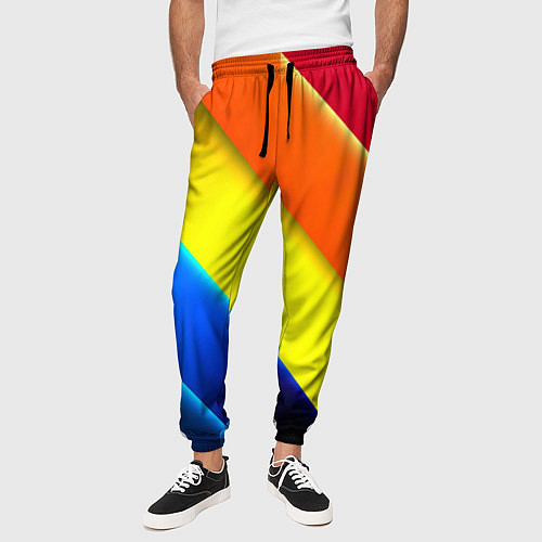 Мужские брюки Радужные полосы текстура / 3D-принт – фото 3
