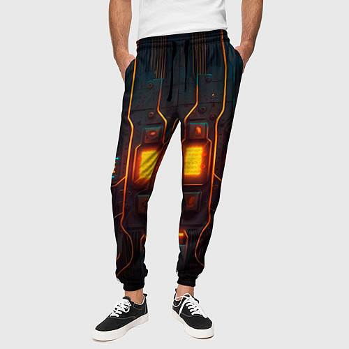 Мужские брюки Паттерн в стиле киберпанк / 3D-принт – фото 3
