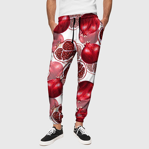 Мужские брюки Гранаты на белом фоне - паттерн / 3D-принт – фото 3