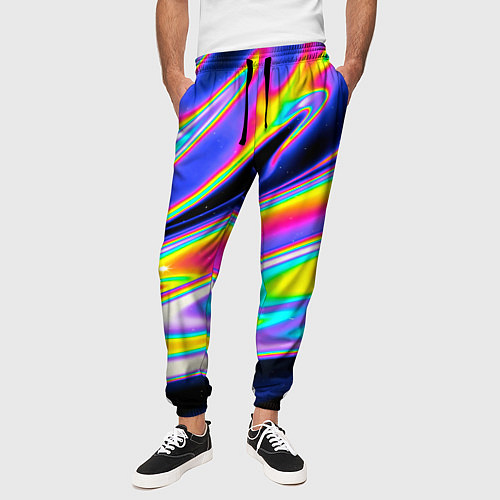 Мужские брюки Жидкость радужные разводы / 3D-принт – фото 3