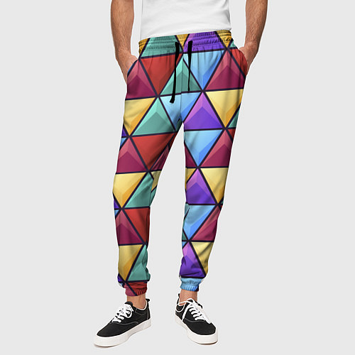 Мужские брюки Геометрический красочный паттерн / 3D-принт – фото 3