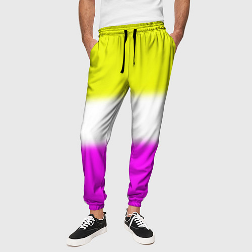 Мужские брюки Трехцветный размытый фон / 3D-принт – фото 3