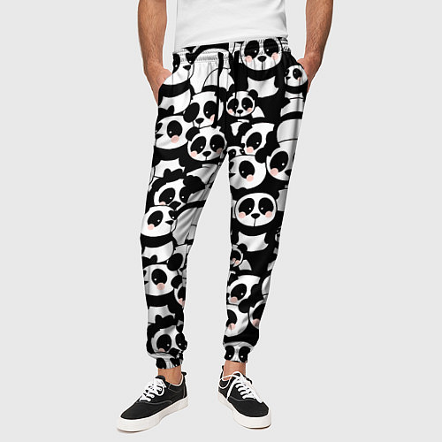 Мужские брюки Чёрно-белые панды / 3D-принт – фото 3