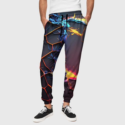 Мужские брюки Подорванные неоновые плиты / 3D-принт – фото 3