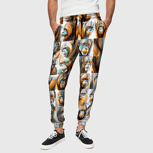 Мужские брюки Орангутаны / 3D-принт – фото 3