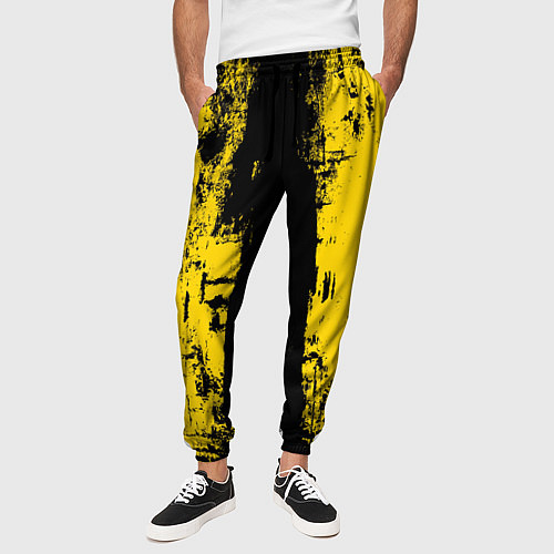 Мужские брюки Вертикальная черно-желтая полоса Cyberpunk 2077 / 3D-принт – фото 3