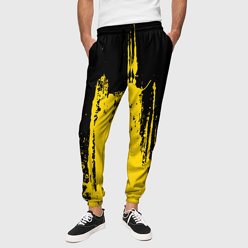 Мужские брюки Фонтан бурлящей желтой краски / 3D-принт – фото 3