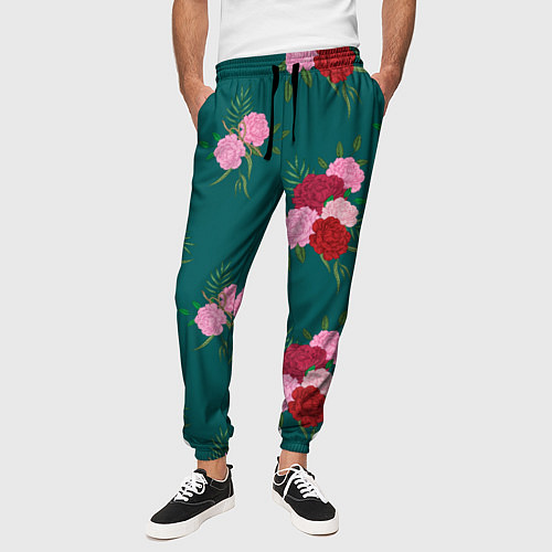Мужские брюки Винтажные розы на темном фоне / 3D-принт – фото 3